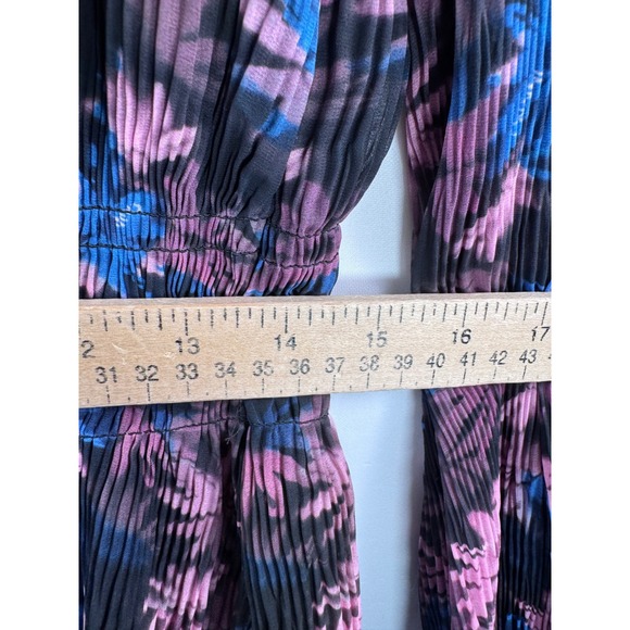 Ganni Pleated Georgette Floral Peplum Blouse crinkle preppy chic sz S - Picture 6 of 9